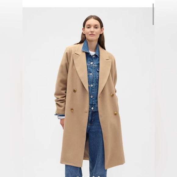 NEW Gap Classic Tan Double-Breasted Women's Coat - Picture 3 of 6